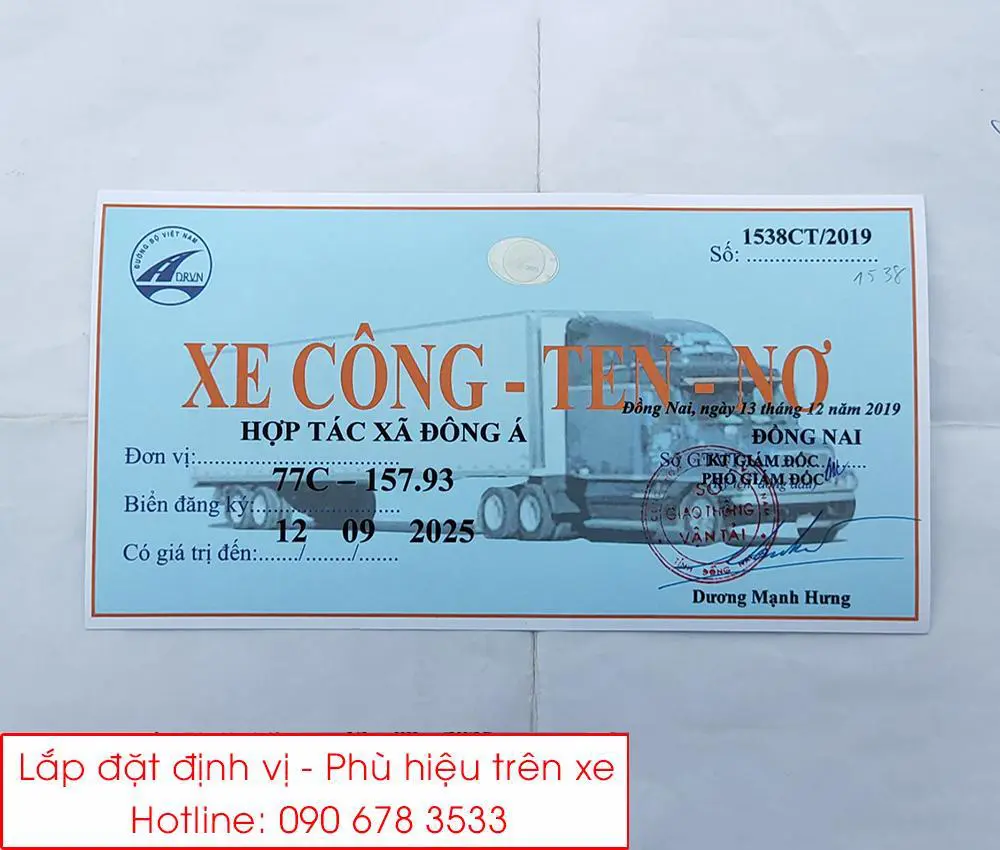 Dịch vụ làm phù hiệu xe công ten nơ tại bình định